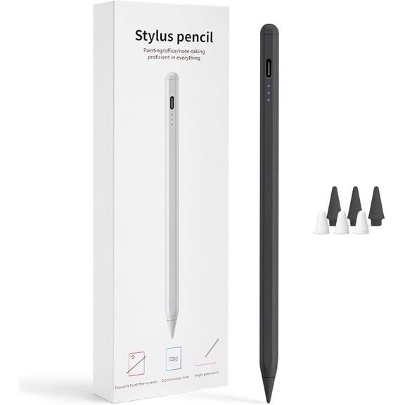 EFFFERTWQL-Stylus Pen for iPad 2018-2026, 2X Fast Charge Active Pencil with Tilt Sensitivity & Palm Rejection, iPad 11/10/9/8/7/6/A16, Air M4/M3/M2, Pro M5/M4, Mini 7/6/5 (Black)