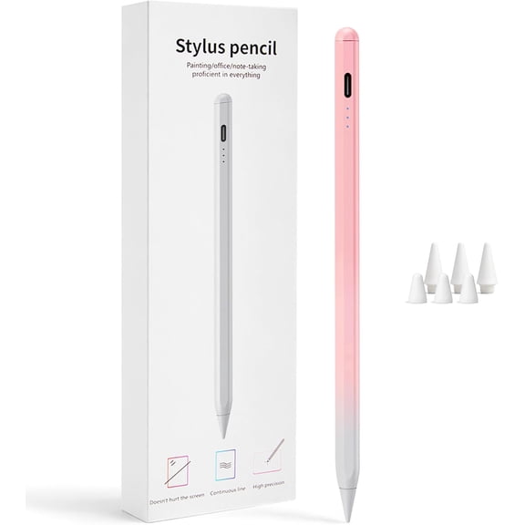 EFFFERTWQL-Stylus Pen for iPad 2018-2026, 2X Fast Charge Active Pencil with Tilt Sensitivity & Palm Rejection, iPad 11/10/9/8/7/6/A16, Air M4/M3/M2, Pro M5/M4, Mini 7/6/5 (Pink)