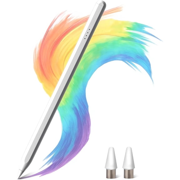 EFFFERTWQL-Stylus Pen for iPad 2018-2026, Palm Rejection & Tilt Sensitivity, Magnetic Attachment, 4 LED Indicators, Compatible with iPad Pro M4/M3/M2, iPad Air M2, iPad 10th Gen, iPad mini 6, White