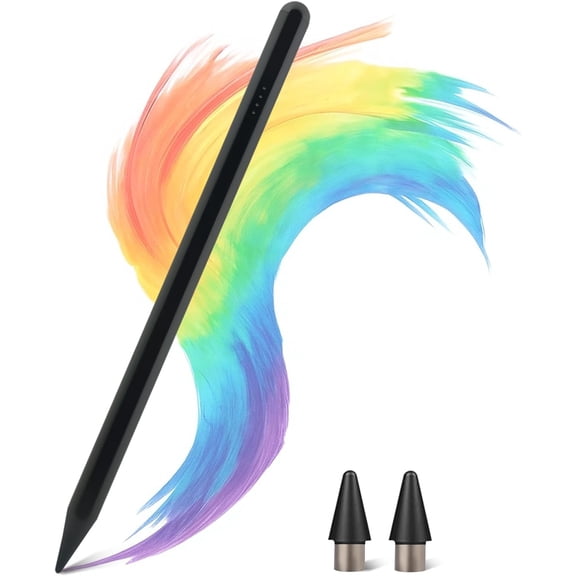 EFFFERTWQL-Stylus Pen for iPad 2018-2026, Palm Rejection & Tilt Sensitivity, Magnetic Attachment,4 LED Indicators, Compatible with iPad Pro M4/M3/M2, iPad Air M2, iPad 10th Gen, iPad mini 6, Black