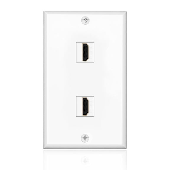 EFFFERTWQL-TNP HDMI Wall Plate (2 Port, White) HDMI Face Plate Socket Insert Jack Outlet Panel Mount Support 4K 60Hz HDR ARC/eARC Full HD 3D Ethernet High Speed Cable Extension Coupler f/Projector &