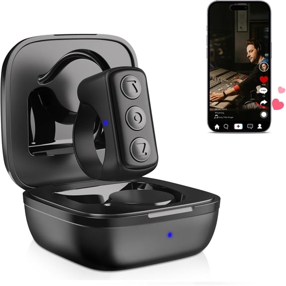 EFFFERTWQL-TikTok Remote Control for TikTok, TikTok Scrolling Ring, Bluetooth Page Turner for iPad/Kindle App/iPhone/Android (Black)