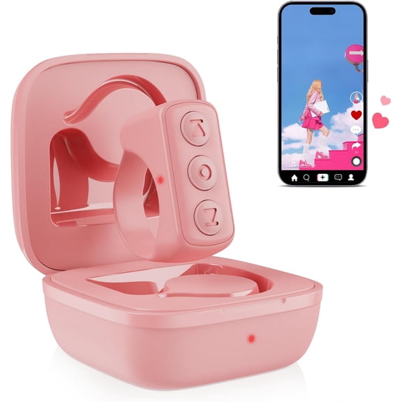 EFFFERTWQL-TikTok Remote Control for TikTok, TikTok Scrolling Ring, Bluetooth Page Turner for iPad/Kindle App/iPhone/Android (Pink)