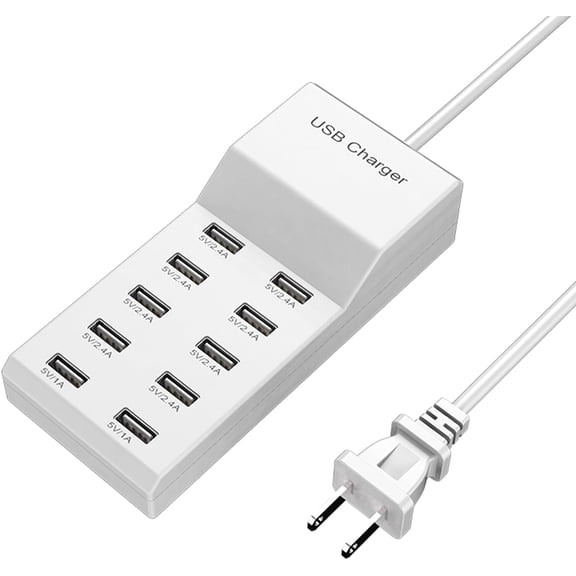 EFFFERTWQL-USB 10 Port Desktop Portable Charging Station, Suitable for Charging Multiple Devices simultaneously, Super Compatible with Mobile Phones, Tablets, Bluetooth Earphones, and Other USB Charg