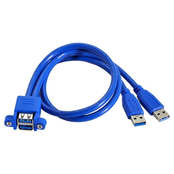 EFFFERTWQL-USB 3.0 Front Panel Header 2 Male to 2 Female Extension Cable 0.5M with Panel Mount Screw