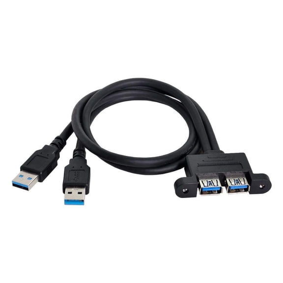 EFFFERTWQL-USB 3.0 Front Panel Header 2 Male to 2 USB 3.0 Female Panel Port Extension Cable 0.5M with Panel Mount Holes