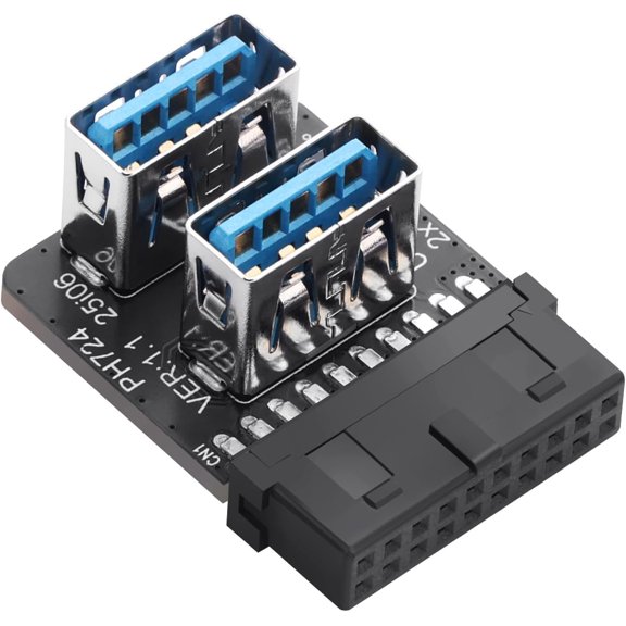 EFFFERTWQL-USB 3.0 Front Panel Header USB 3.0 19/20Pin Female to Dual USB A Female Motherboard Front Connector Converter (Type 2)