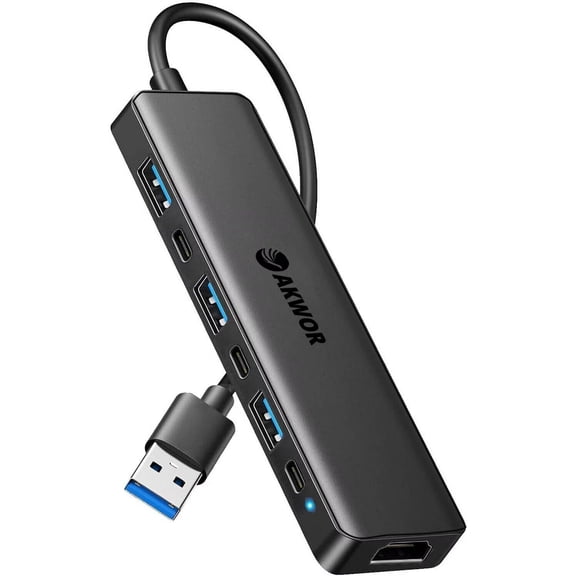 EFFFERTWQL-USB 3.0 to HDMI Adapter, USB 3.0 Hub with HDMI 1080P, USB-A&C Data & Power Ports, Docking Station Extender for Monitor, PC, Laptop, Desktop Support Windows 7/8/10 & Mac OS