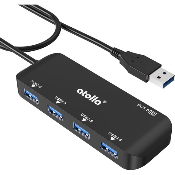 EFFFERTWQL-USB 3.0 Hub 4-Port with 2ft Cable High-Speed 5Gbps Data Expander for Laptop & PC, Ultra-Slim Portable USB Splitter Compatible with Windows/macOS/Linux