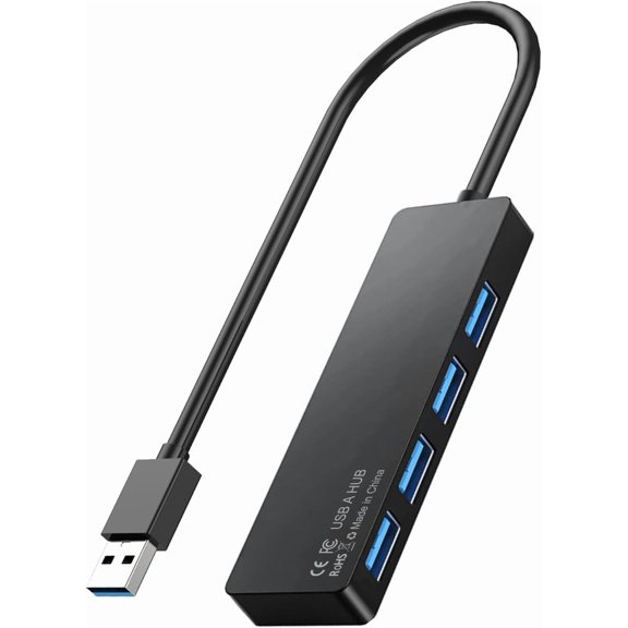 EFFFERTWQL-USB 3.0 Hub, 4-Port Multiple USB A Splitter, Plug and Play USB Extender Hub for Laptop/PC/Desktop, Mouse, Keyboard, Flash Drive, U Disk, Printer, Xbox, HDD and More 0.8FT (Not a Charger)