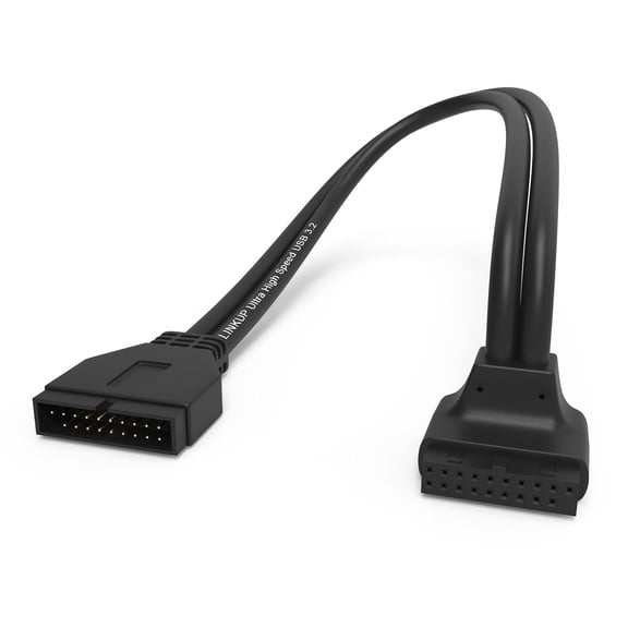 EFFFERTWQL-- USB 3.2 Gen 2 (USB 3.1) Internal Adapter 20-Pin Motherboard Header Male to Female 10Gbps for PC USB-A Ports - Outward Type - Black 24cm