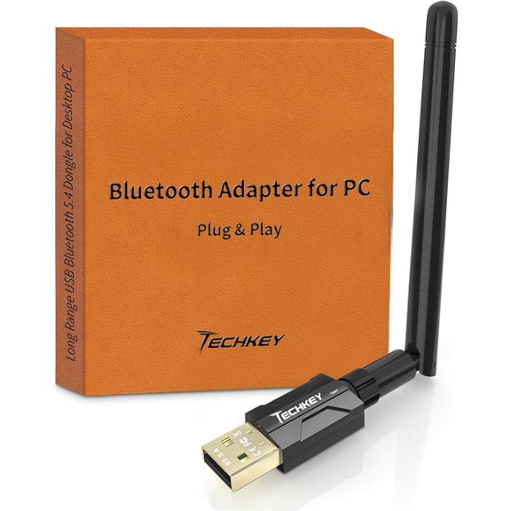 EFFFERTWQL-USB Bluetooth 5.4 Adapter for Desktop PC: Long Range 500FT Wireless Dongle with 5dBi Antenna Plug & Play for Laptop Windows 11/10/8.1, Pair BT Headphones/Headset/Speaker/Mouse/Keyboard/Pri
