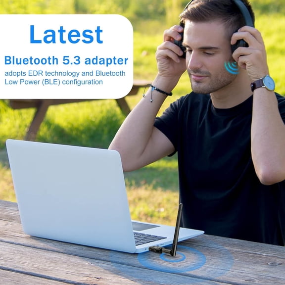EFFFERTWQL-USB Bluetooth Adapter 5.3 for Desktop PC, Real Plug & Play Long Range Class 1 EDR Bluetooth Dongle Receiver 328FT/100M for Laptop Computer Connect Speaker Keyboard Headphones Support Windo