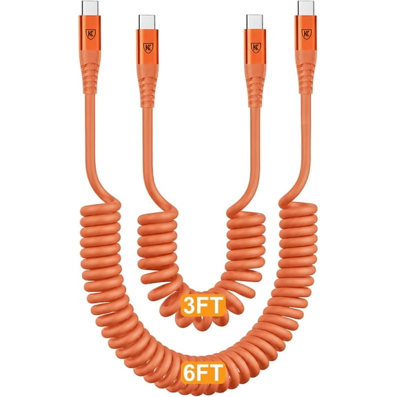 EFFFERTWQL-USB C to C Cable [3FT+6FT], 2Pack Coiled USB C Fast Charging Cable for CarPlay, iPhone USB-C Cable/Android Auto USB C Cord USB Type-C Cable for iPhone 17/16/15/Pro Max/Galaxy S26 S25 and M