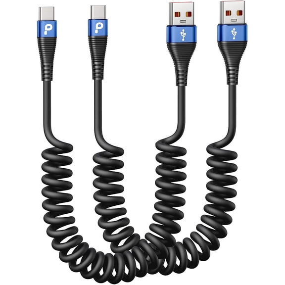 EFFFERTWQL-USB C Cable 3ft 2Pack Coiled USB A to USB C Charge Cord for Car, USB-C Charging Cable Compatible with iPhone 17/16/15/Plus/Pro/Pro Max/Samsung Galaxy S20 S10 S9 S8 Plus Note 10 and Other U