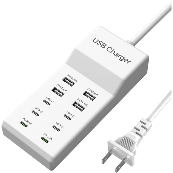 EFFFERTWQL-USB C Charging Station, 10 Ports USB C Charger Dock Desktop 100W Multi Port with PD Fast Charger, Compatible with iPhone 15/14/13/12/11/Pro/Pro Max/Samsung S23/S22/S21/Tablet/Watch/Headpho