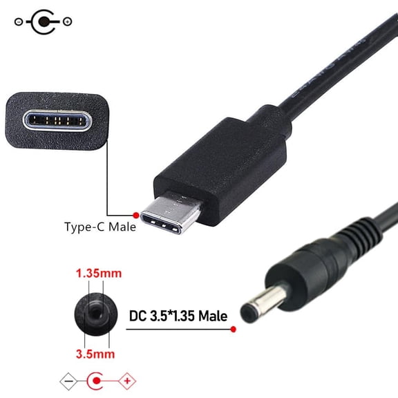 EFFFERTWQL-USB-C to DC 3.5 x 1.35mm Power Jack 15V Power Extension Charging Cord, for Webcam Router, Recorder, Bluetooth Speaker, Scanner, DVR, Hard Disk Box, USB-HUB etc.