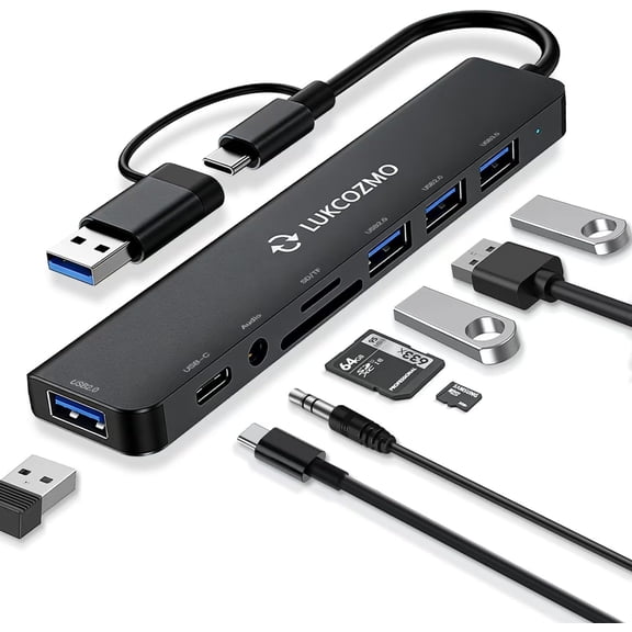 EFFFERTWQL-USB C Docking Station with Ethernet, 8 in 1 Docking Station to HDMI Adapter Displayport SD TF Card Reader, USB, 100W PD for USB C Thunderbolt 3 Laptops (Black)