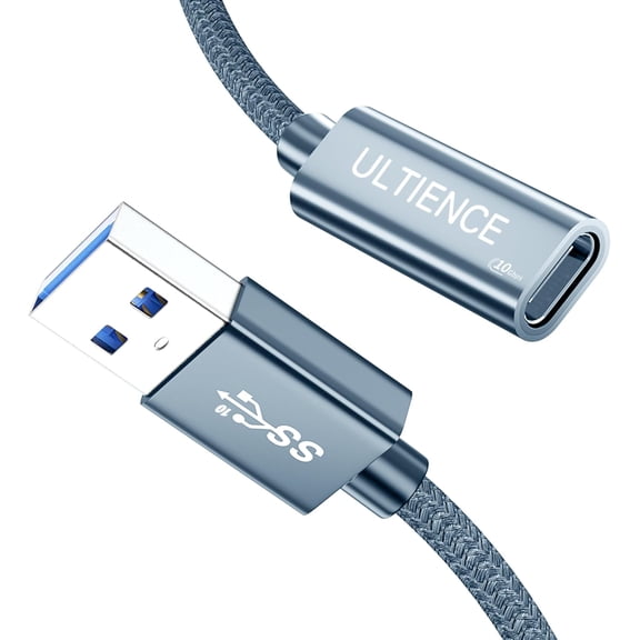 EFFFERTWQL-USB-C Female to USB 3.0 Male Adapter Cable, 10Gbps Ultra-Fast Transfer Speed, 60W Fast Charging, Durable Braided 1.2m Cable, Sturdy Metal Plug for Laptops, PCs & Smartphones (Grey 3.3ft)
