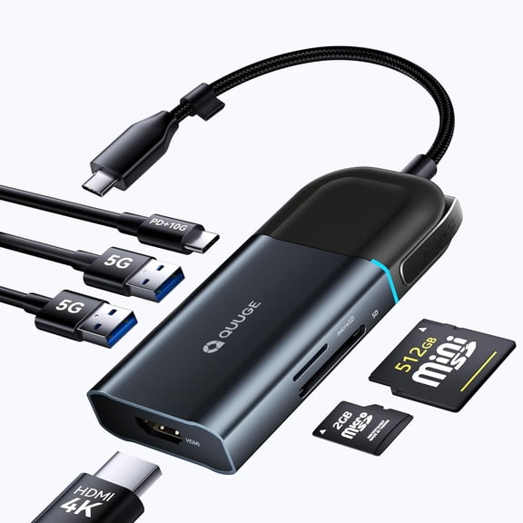 EFFFERTWQL-USB C Hub,6-in-1 Multi-Port Adapter with 4K60Hz,100W PD Charging 10Gbps Data Port, SD/TF Card Reader, 2*USB 3.0 Ports,Laptop Docking Station with Screen Button