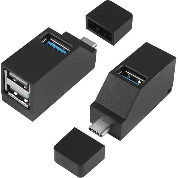 EFFFERTWQL-USB C to USB Adapter,3Port USB C Hub Adapter 2 Pcs 90 Degree USB Hub Splitter 1 USB 3.0 and 2 USB 2.0 Port Portable Powered Data for Connecting Mobile Hard Disk, U Disk, Camera, Mouse,etc