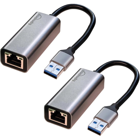 EFFFERTWQL-USB A Ethernet Adapter 2 Pack,2Pcs USB A to Ethernet Gigabit Network Adapter Compatible with Windows, MacOS, Linux, and More USB A to RJ45 with 1000MBPS (2*USBA to RJ45)