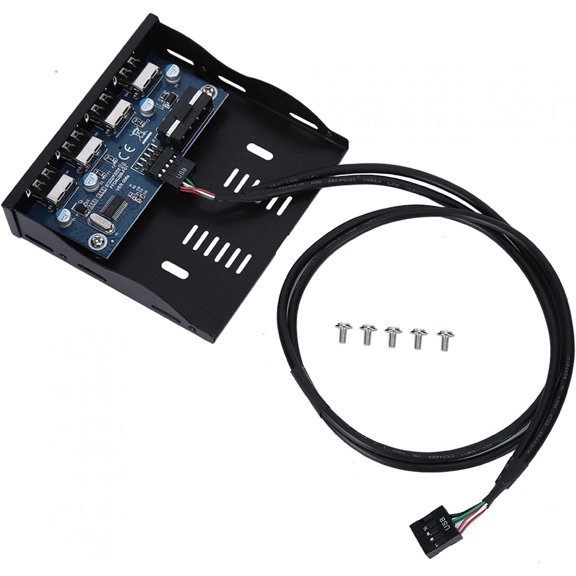 EFFFERTWQL-USB HUB Front Panel with 4 USB2.0 Ports, 3.5 Inch Multport Panel Floppy Bay 9 Pin to 4 Interface USB 2.0 HUB, DIY Computer Expansion Board, Replacement PC Parts for Desktop