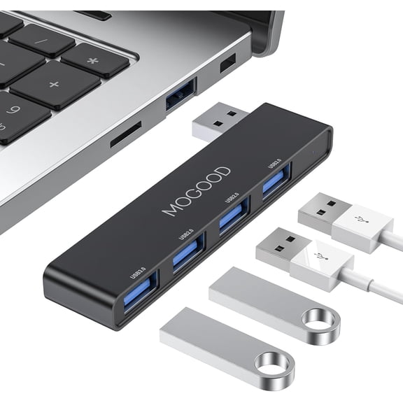 EFFFERTWQL-USB Hub 3.0, 4-Port USB Splitter No Cable, Ultra-Slim, Adds 4 Ports to Your Laptop in Seconds Plug & Play Data Hub for Mouse, Keyboard, Flash Drive, Printer