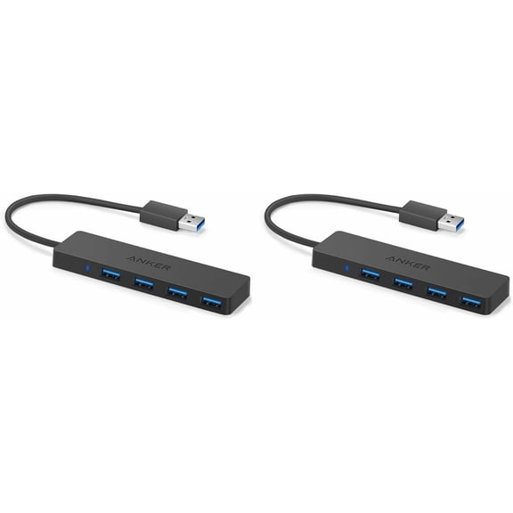 EFFFERTWQL-USB Hub 4 Ports with 5Gbps Data Transfer, Multiple USB 3.0 Hub, USB Splitter for Laptop, Extender for A Port Laptop, PC, Desktop and More [Charging Not Supported](0.7 ft USB-A) (Pack of 2)