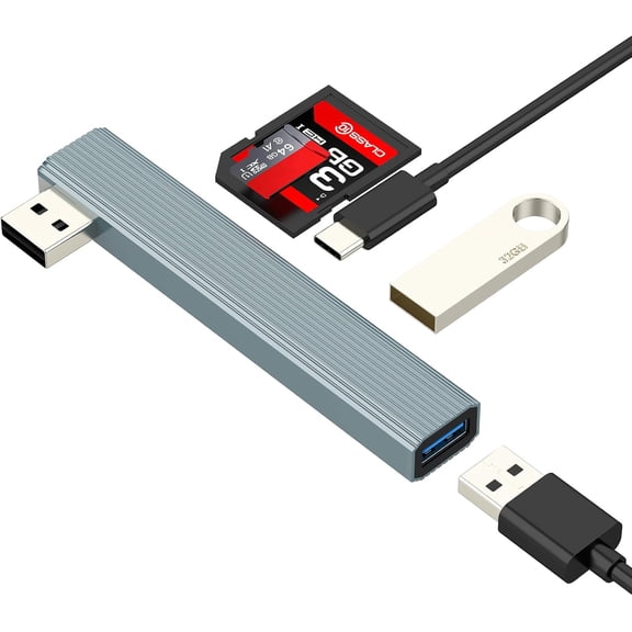 EFFFERTWQL-USB Hub SD Card Reader Splitter (5in1)Micro SD TF OTG 3.0 Charger Extender Docking Station Multiport Laptop PC Computer Adapter Multiple Converter Power Data Charging Sync Female Plug Exte
