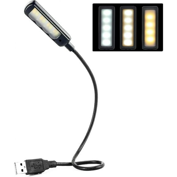 EFFFERTWQL-USB Light for Laptop Keyboard, Thickened & Flexiable 3 Brightness x 3 Color Temperature USB Reading Light for Nightwork Without Disturbing Roommates.