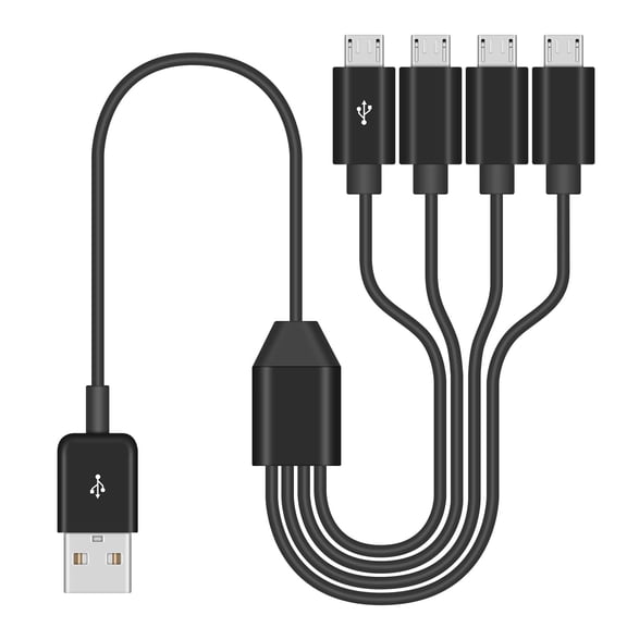EFFFERTWQL-USB to Micro USB Cable 1.5FT/50cm, Micro USB Splitter Cable, USB 2.0 Male to 4 Port Micro USB C Male Splitter Cable, Multi Charging Cord for Phones, Tablets, Cameras, Power Banks