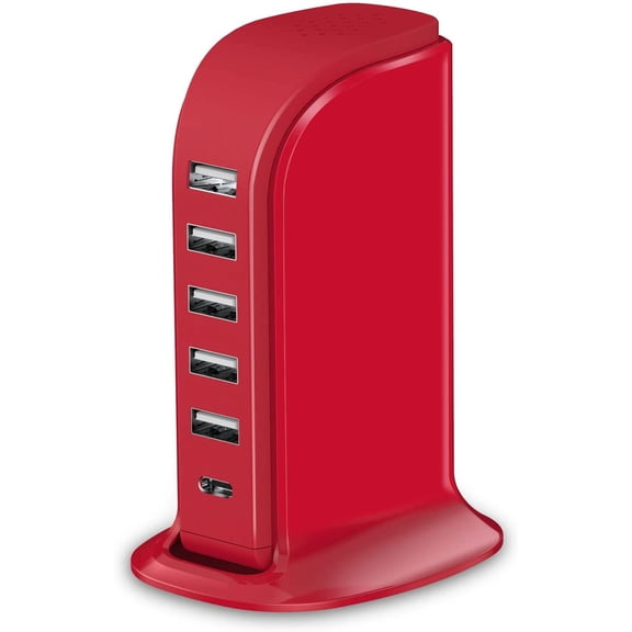 EFFFERTWQL-USB Phone Charger 6 Ports 40W , Type C Wall Charger Smart 6A, Charging Tower with 5ft Power Cord, USB Power Adapter Fast Charging, Smart Home Device Charging Station, iPhone/Ipad Accessori