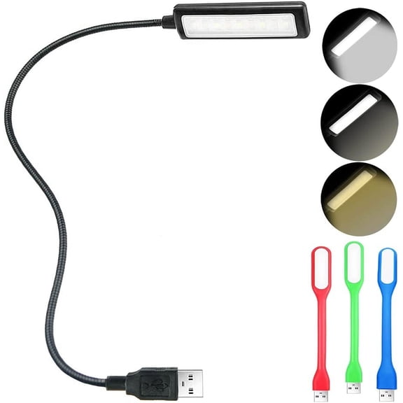EFFFERTWQL-USB Reading Light, Laptop Keyboard Light for Computer Adjustable Gooseneck, 3 Color x 3 Brightness USB Lamp/1pc + 3pcs Mini LED (1 + 3)