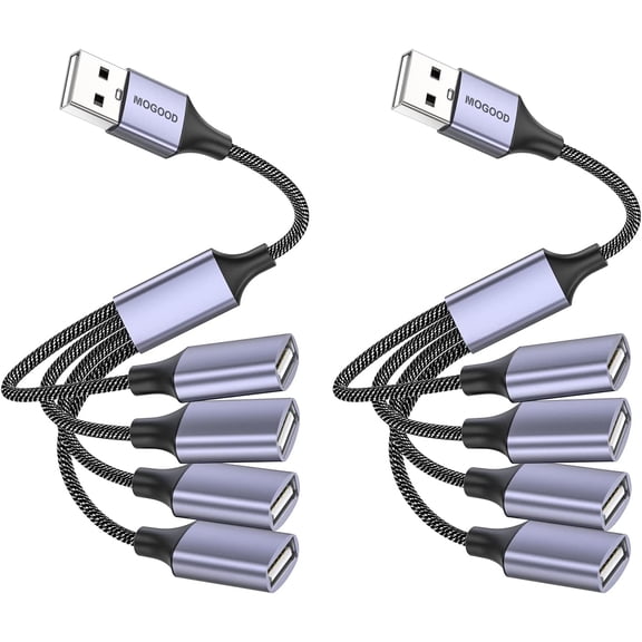 EFFFERTWQL-USB Splitter 4-Port, USB 2.0 Hub for Laptop/PC/TV/Car, Plug & Play, No Driver Required, Extra USB Ports for Keyboard Mouse Flash Drive Printer