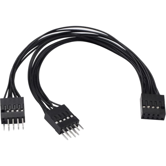 EFFFERTWQL-USB Splitter Cable, 5Inch/13cm, USB 2.0 9Pin Female to Dual 9 Pin Male Extension for Motherboard, 1Pack