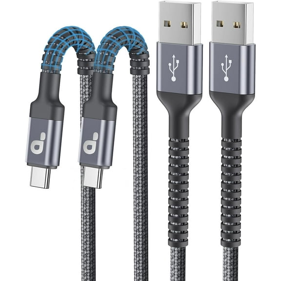 EFFFERTWQL-USB to USB C Cable 3A Fast Charging [2 Pack, 6FT], USB A to USB C Charger Cord, Upgraded Extra Durable Braided USBC Cable Compatible with iPhone 17 16 15 Pro Max,Samsung Galaxy S10 S9, LG