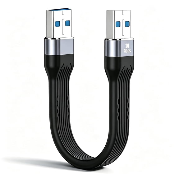 EFFFERTWQL-USB to USB Cable 13cm/5inch, 10Gbps USB 3.0 Male to Male Type A to Type A Double Sided USB Cord for Data Transfer Compatible for Hard Drive, Laptop, DVD Player, TV, USB 3.0 Hub, Monitor an