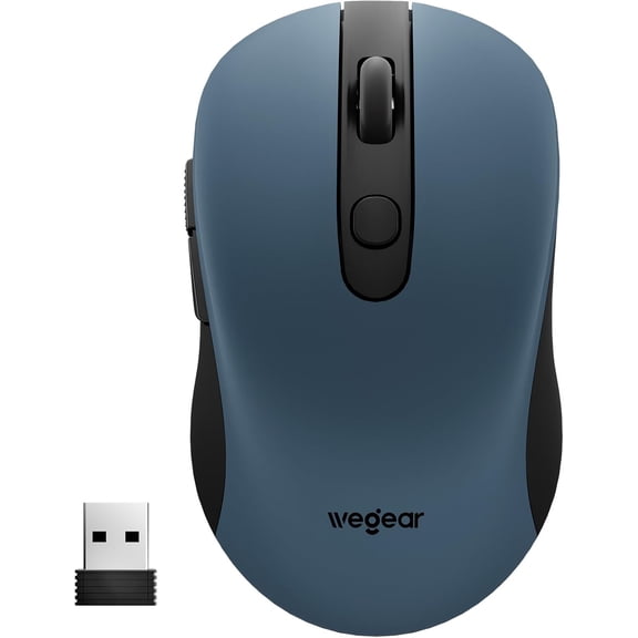 EFFFERTWQL-USB Wireless Mouse for Laptop PC Mac, 2.4GHz Cordless Mouse with 6 Buttons, 5-Level Adjustable 4000 DPI, Ergonomic Portable Optical Computer Mice, 24-Month Battery Life-Dark Green