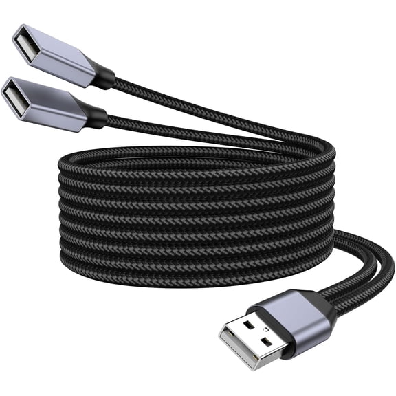 EFFFERTWQL-USB Y Splitter, 3.3FT USB Splitter 1 in 2 Out, A Male to 2 Female Extension Cable Support Charging and Data Transfer for Mac, Xbox, Laptop, Tablet, Smartphone Data Transmission.