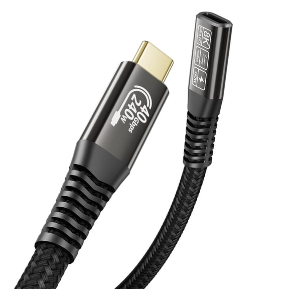 EFFFERTWQL-USB c Extension Cable, USB C 4.0 Support PD 240W 48V5A, 40Gbps Transfer, 8K@60Hz, 6K/4K@60Hz Video Compatible with SSD eGPU Extender/Dock,Thunderbolt 3 & 4