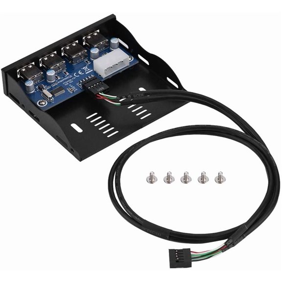 EFFFERTWQL-USB2.0 Front Panel Hub, USB Floppy Front Panel 3.5 Inch Floppy Bay 9 Pin to 4 Interface USB 2.0 HUB, Computer Accessories