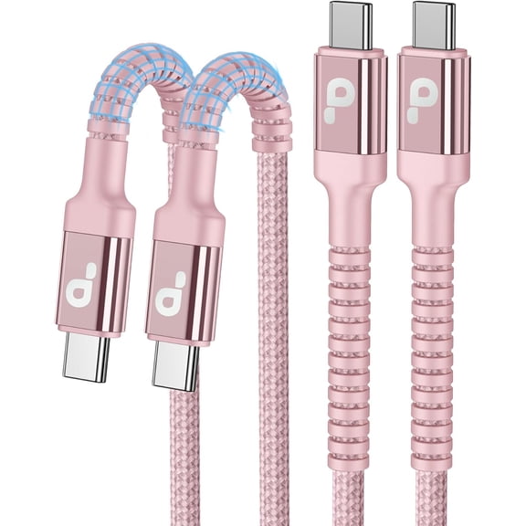 EFFFERTWQL-USBC Cable 10FT, 2Pack Long USBC Fast Charging Cable, Nylon Braided USB C to USB C iPhone Charger Cord Compatible with iPhone 17/16/15/Pro Max/Plus/Samsung Galaxy S23/LG and More-Pink