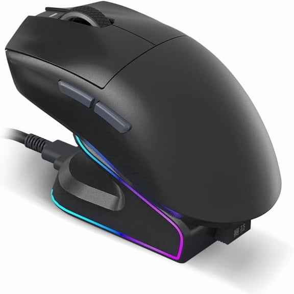 EFFFERTWQL-Ultra Lightweight 45G Tri-Mode Wireless Mouse with Charging Dock, Bluetooth, 2.4G & USB-C Wired Rechargeable RGB Mouse, Up to 12000 DPI, 1K Polling Rate, Ergonomic Mouse for PC Laptop Work