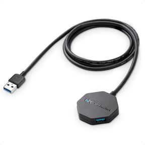 EFFFERTWQL-Ultra Mini 4 Port USB Hub with Long 4 ft Extension Cable Tail, USB 3.0 Hub with Multiple Ports for Up to 5Gbps Data Transfer Rate, Black
