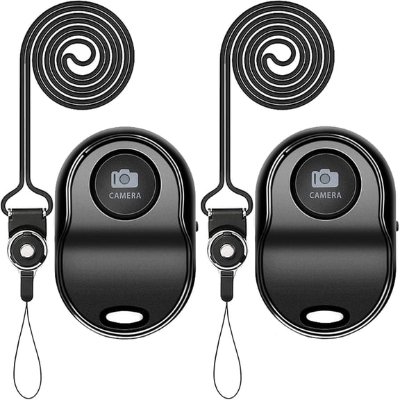 EFFFERTWQL-[Upgraded] Bluetooth 5.0 Remote Shutter for iPhone & Android Camera Wireless Remote Control Selfie Button for iPad iPod Tablet, HD Selfie Clicker for Photos & Videos (Black  2 Pack)