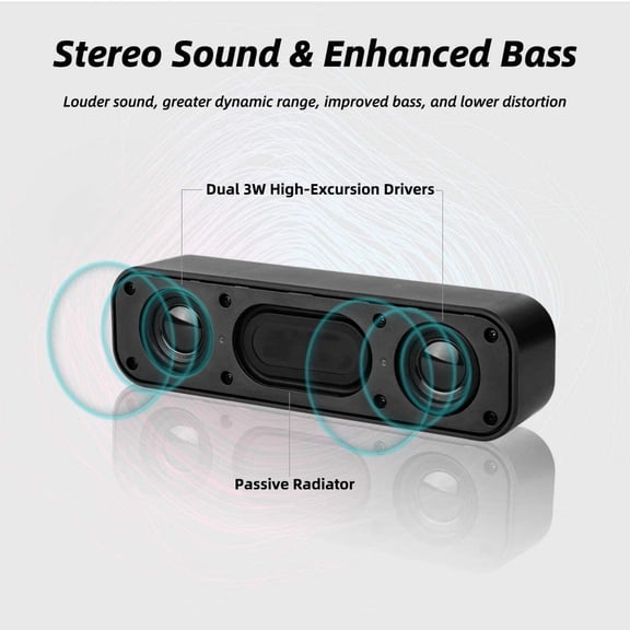 EFFFERTWQL-[Upgraded] USB Computer /Laptop Speaker with Stereo Sound & Enhanced Bass, Portable Mini Sound Bar for Windows PCs, Desktop Computer and Laptops
