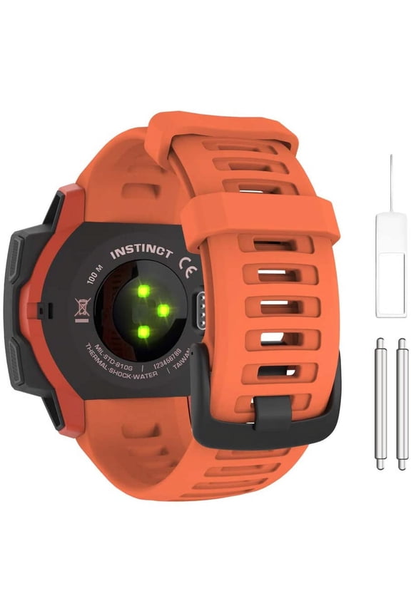 -Watch Strap Compatible with Garmin Instinct Esports/Solar/Tactical/Tide Military Watch,Soft Silicone Adjustable Replacement Band Fit Garmin Instinct 2 Sports GPS Smart Watch - Flame Red