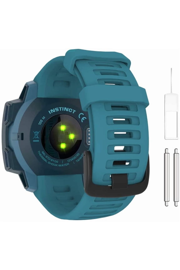 -Watch Strap Compatible with Garmin Instinct Esports/Solar/Tactical/Tide Military Watch,Soft Silicone Adjustable Replacement Band Fit Garmin Instinct 2 Sports GPS Smart Watch - Lake Blue