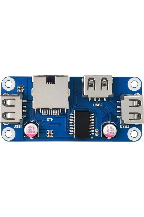-Waveshare Ethernet/USB HUB HAT (B), Compatible with Raspberry Pi Zero/Zero W/4B/3B/3B+, 1x RJ45 Ethernet Port, 3X USB 2.0 Ports
